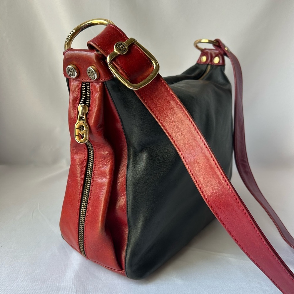 Marino Orlandi Black and Red Leather Shoulder Bag